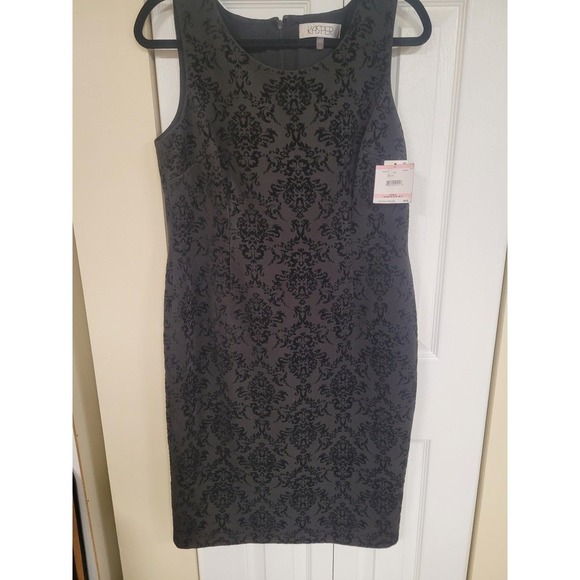 Kasper Dresses & Skirts - Kasper Black Damask Sheath Dress Party Wedding Classy Size 10/14‎ NWT